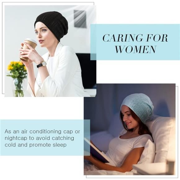 5 Pieces Women\'s Slouchy Beanie Hat Stretch Turban Hats Skull Sleep Scarf main image 4
